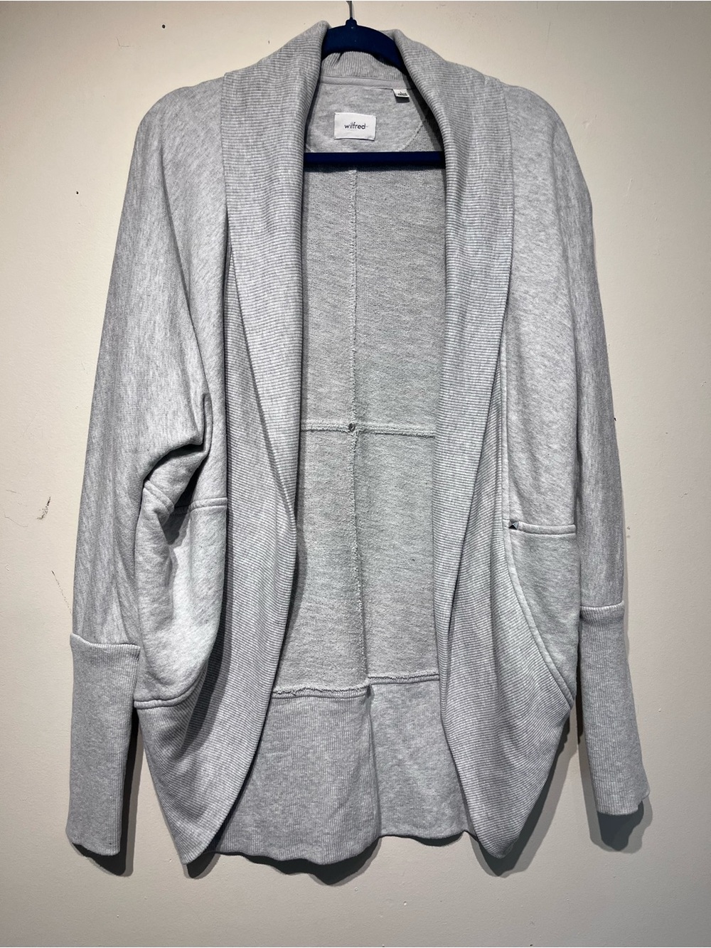 Wilfred Light Gray Open-Front Shawl Collar Sweater